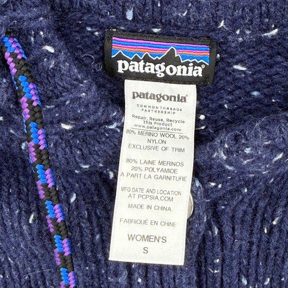 Patagonia Ranchito Hoody Merino‎ Wool Blend Classic Navy Blue Women's Small - Picture 7 of 13